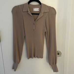 Never worn ASOS Design balloon sleeve ribbed button top in size 0